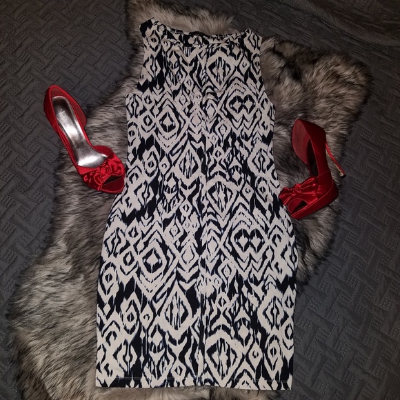 tarte Dresses & Skirts - Tart Sleeveless Black & White Ikat Dress